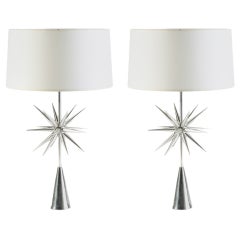 Pair of Aluminium Starburst Lamps