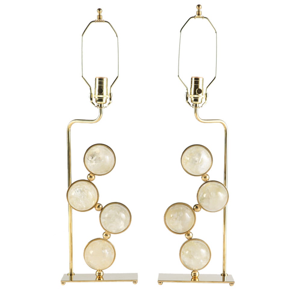 Rock Crystal and Brass Lamps