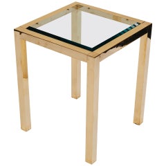 Lacquered Brass and Beveled Glass Side Table