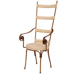 Italian Gilt Metal Ladder Back Chair, circa 1950s 1