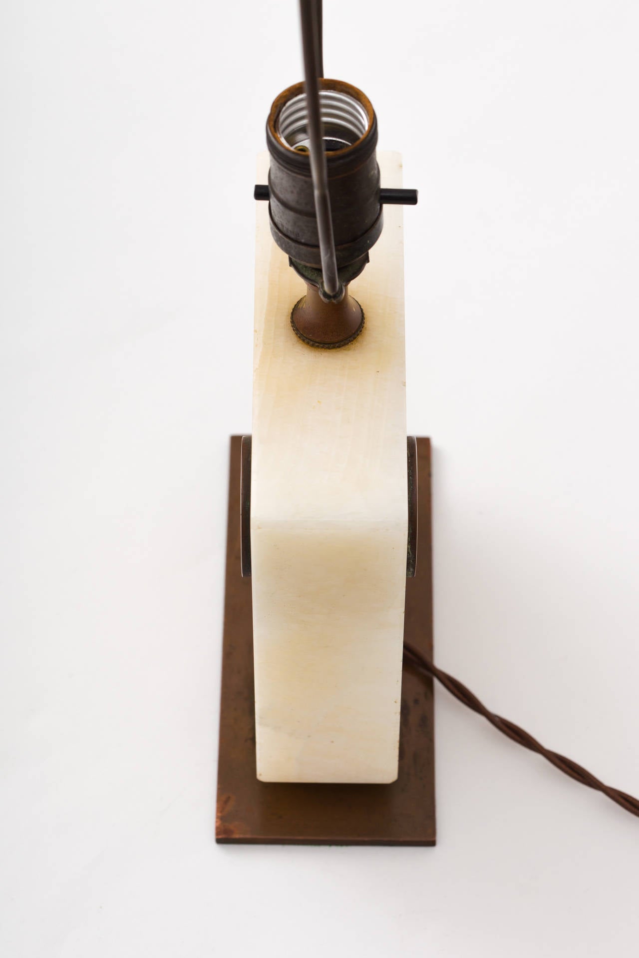 Lampada in onice e rame Art Deco di Gilbert Rohde In condizioni buone in vendita a New York, NY