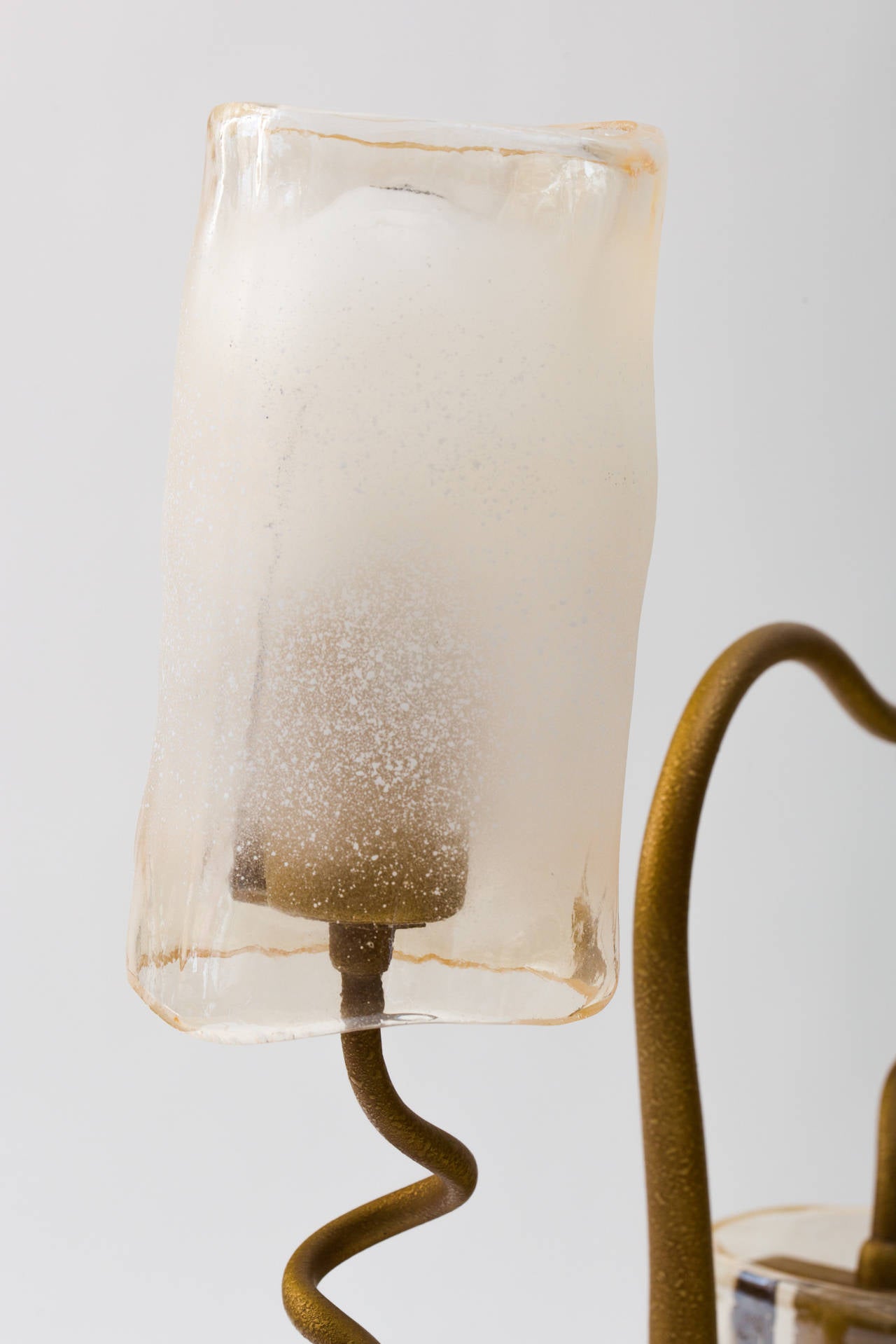 Hand-Crafted Italian 1980s Double Glass Shade Tree Lamp For Sale