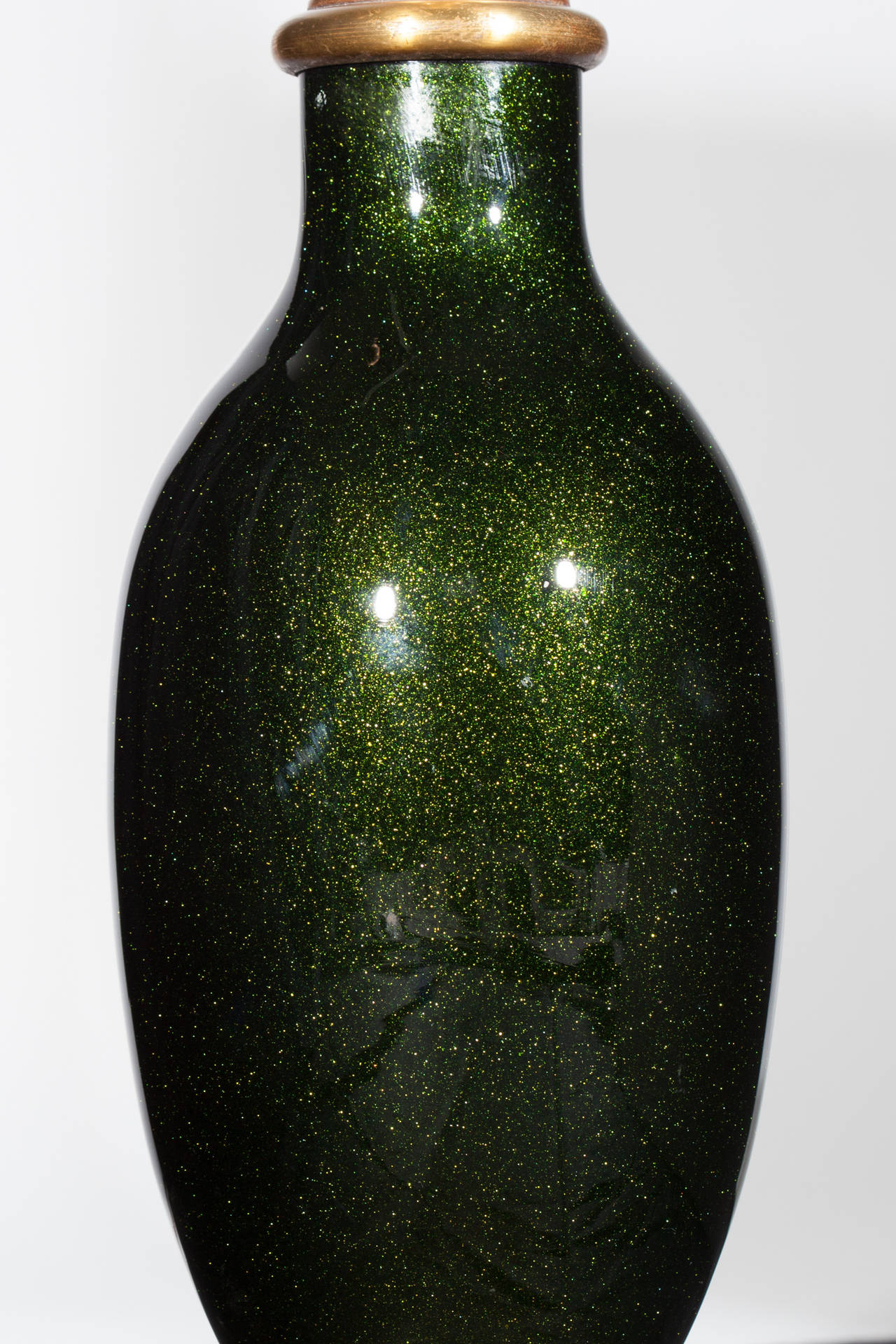 Italian Barovier & Toso 1940s Emerald Aventurine Glass Lamp For Sale