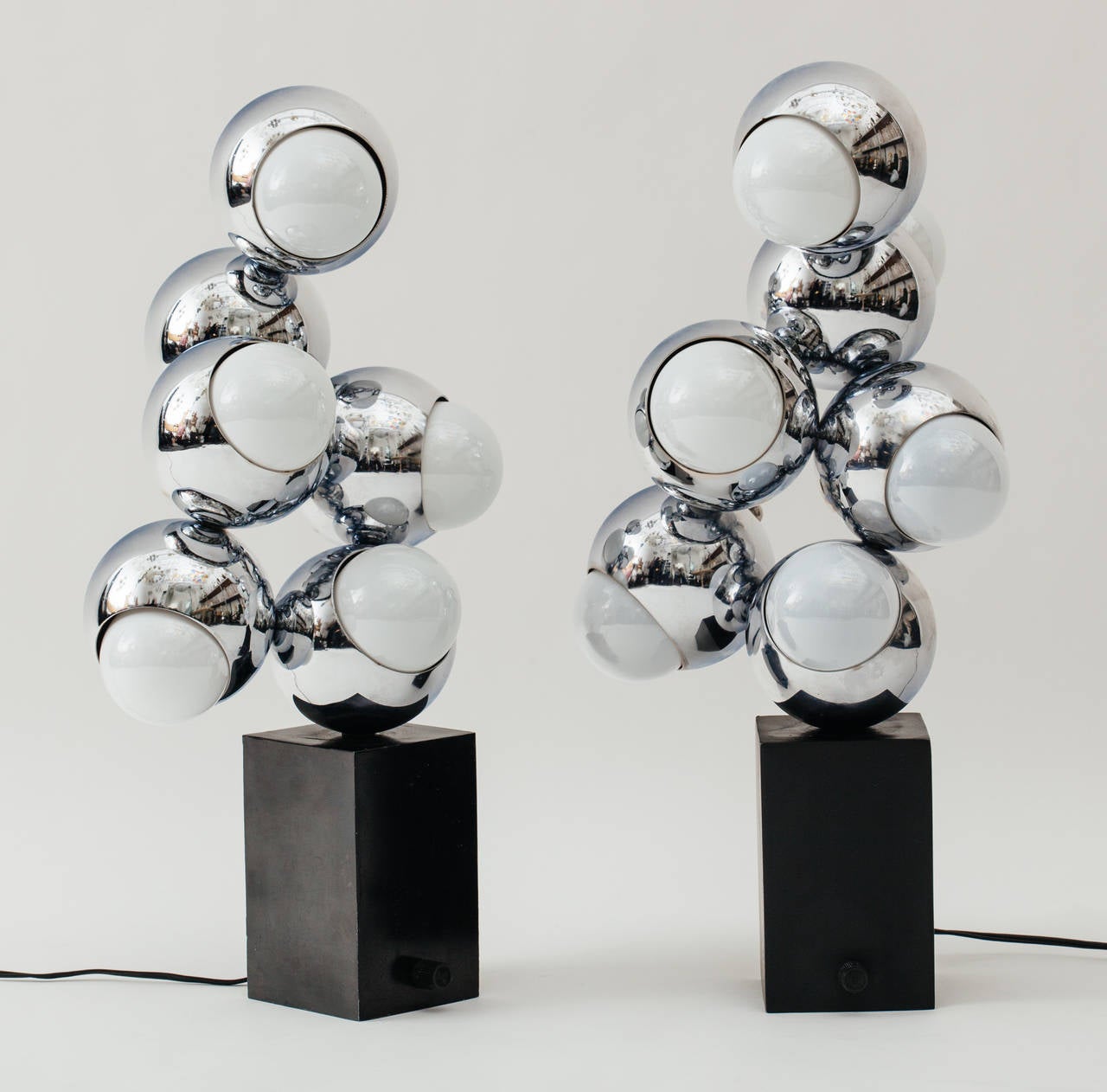 Mid-Century Modern 1970s Chrome Atomic Cluster Lamps