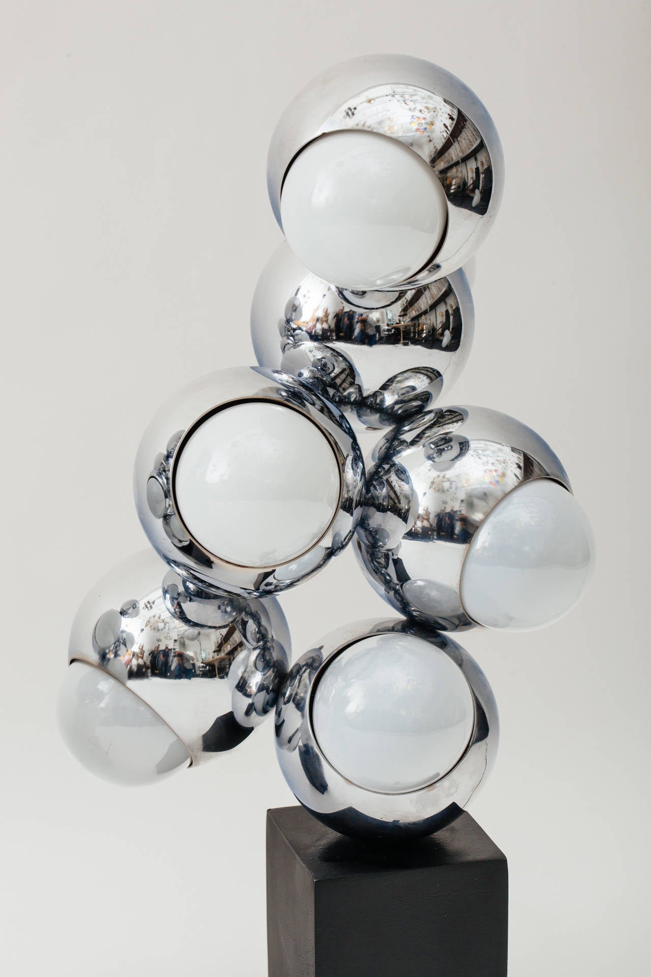 American 1970s Chrome Atomic Cluster Lamps