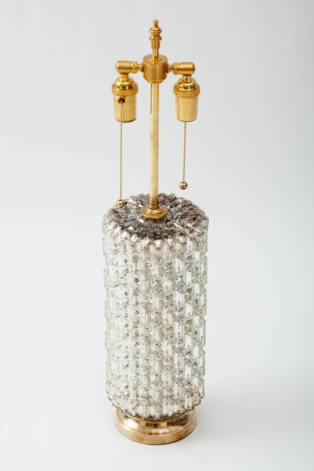 Mid-Century Modern 1970's Hollywood Regency Mercury Glass Cylinder Lamps