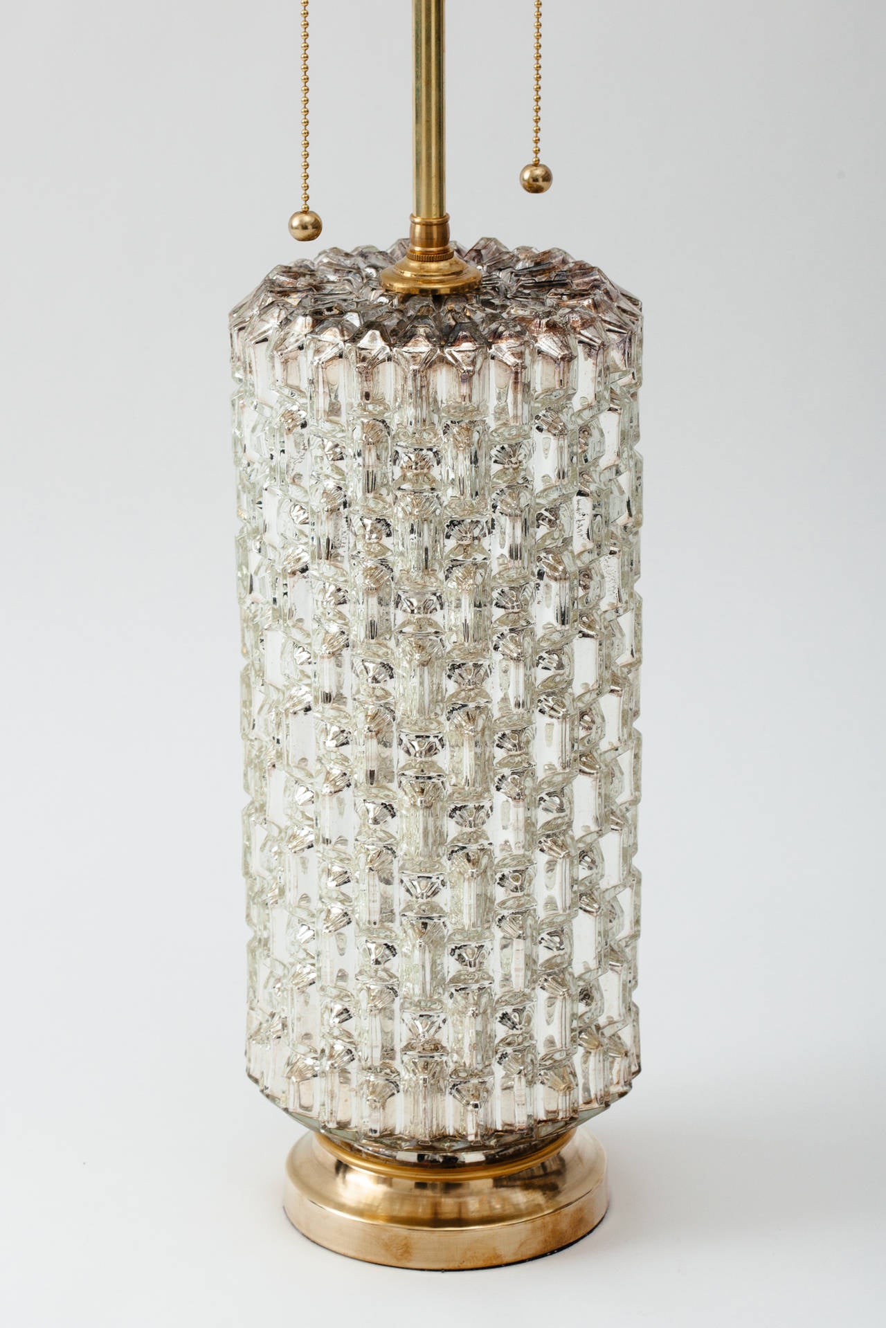 American 1970's Hollywood Regency Mercury Glass Cylinder Lamps