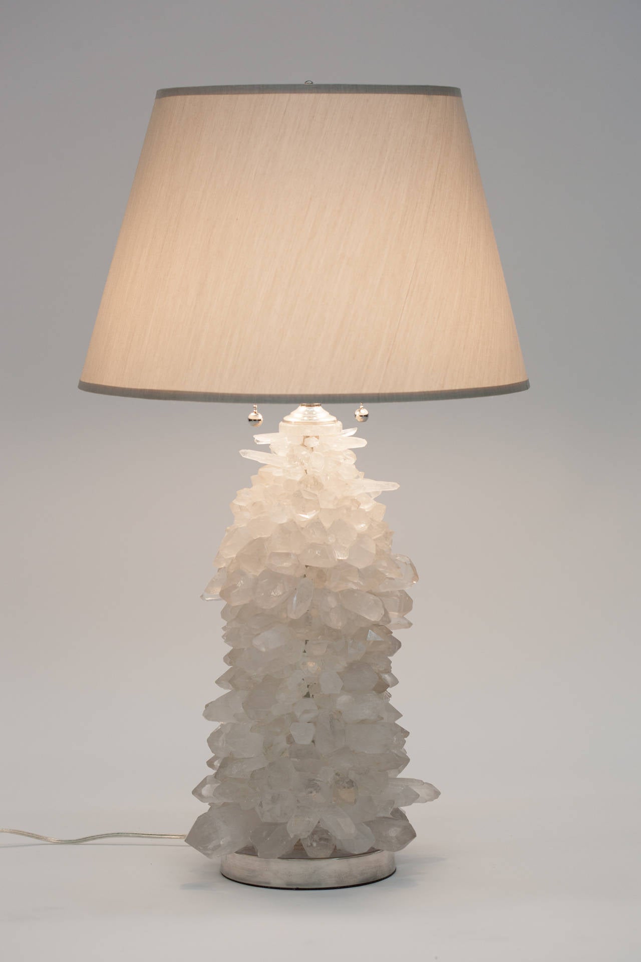 Pair of Rock Crystal Cluster Lamps In Excellent Condition In New York, NY