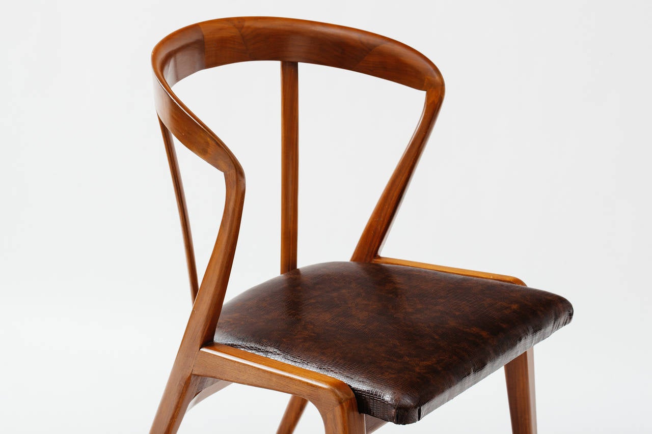 Singer & Sons 1950's Italian Walnut Desk Chair 1