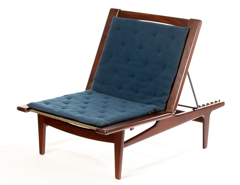 Mid-Century Modern Hans Wegner Multi Adjustable Lounge Chair and Ottoman