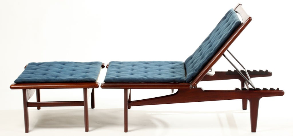 20th Century Hans Wegner Multi Adjustable Lounge Chair and Ottoman