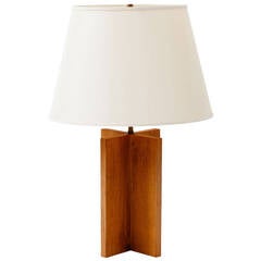 Vladimir Kagan Style Oak Table Lamp 3