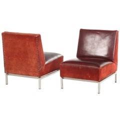 Machine Age Leather and Suede Lounge Chairs