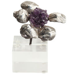 Amethyst and Pewter Flower Sculpture
