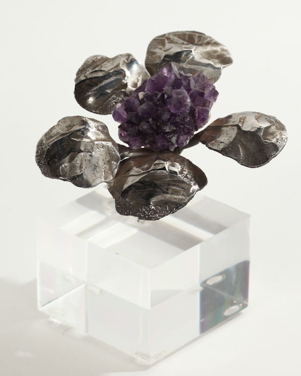 Amethyst and Pewter Flower Sculpture