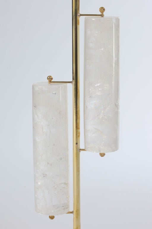 Mid-Century Modern Rock Crystal Cylinder Sculpture Lamps