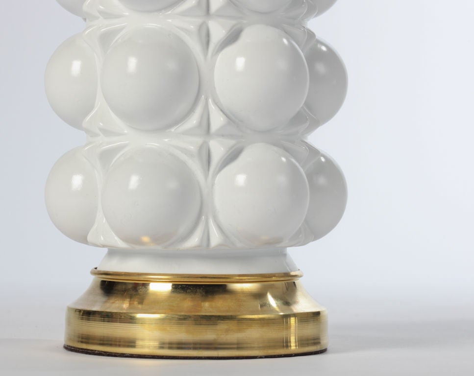 American White Lacquered Glass Bubble Lamps
