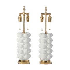 White Lacquered Glass Bubble Lamps