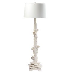 1960s Italian Ceramic Lotus Flower Faux Bamboo Floor Lamp 3