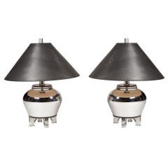 Chrome and Lucite Urn Lamps after Karl Springer 11