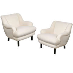Vintage Pair of Custom Club Chairs Designed by Paul Laszlo