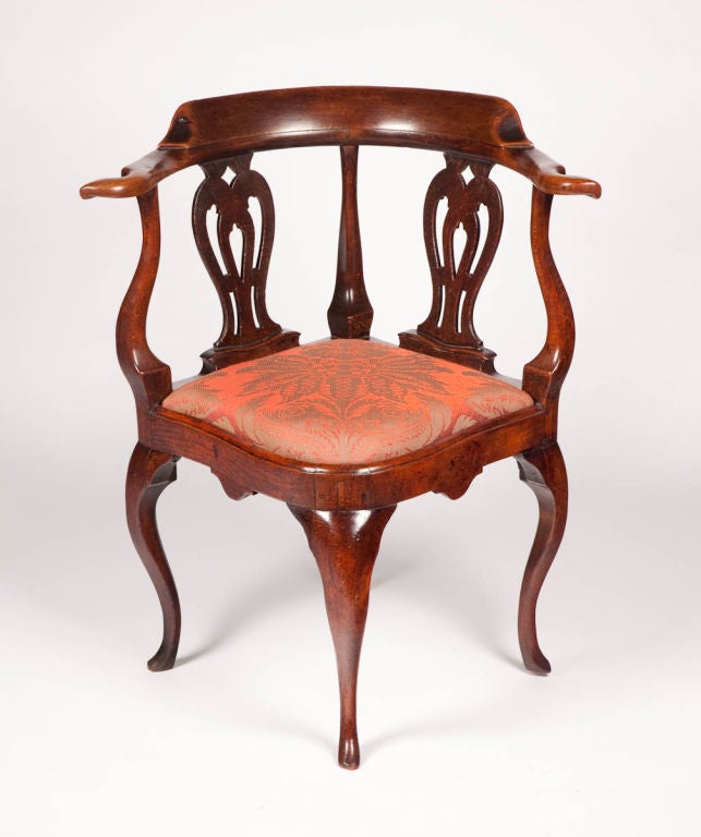 English fruitwood & elm corner chair