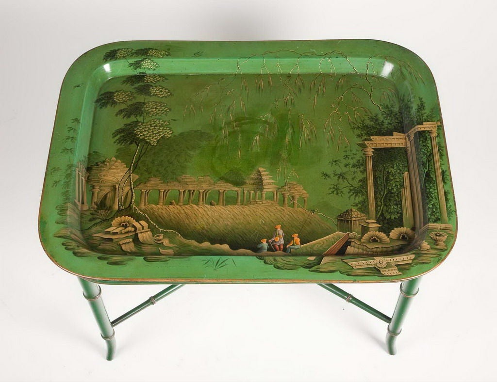 Rare English Regency papier mâché tray In Excellent Condition For Sale In New York, NY