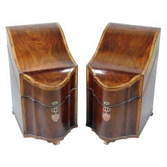 Antique Pair of unusual English Georgian mahogany knife boxes