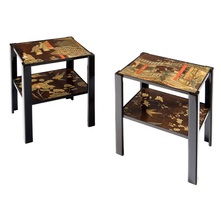 Pair of Continental coromandel occasional tables For Sale