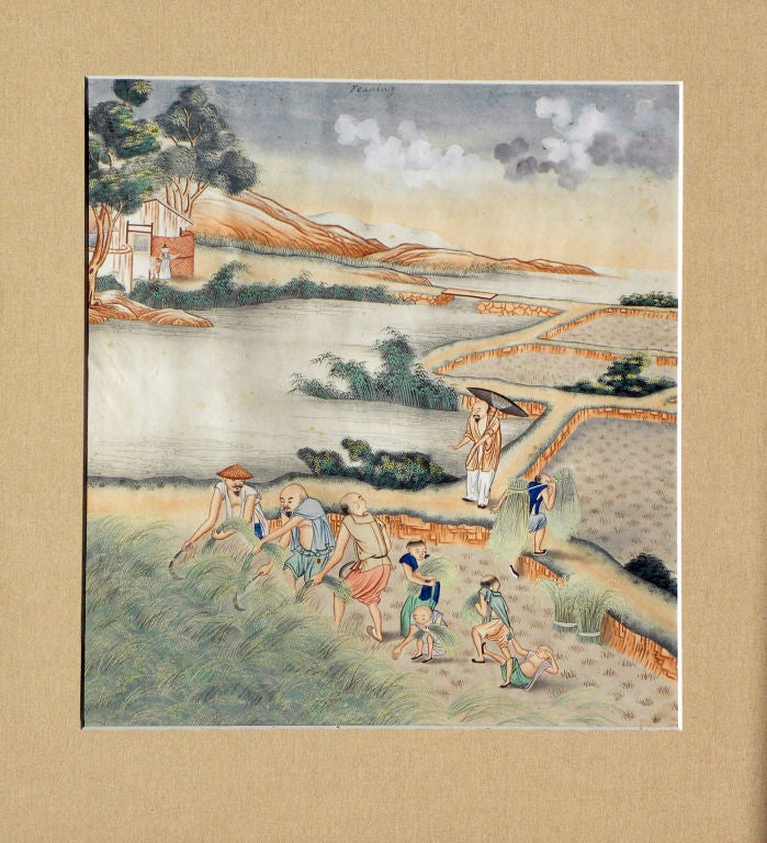 Rare set of twelve Chinese watercolors