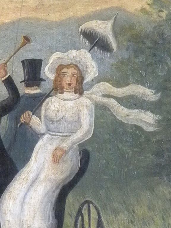 French Amusing primitive painting For Sale