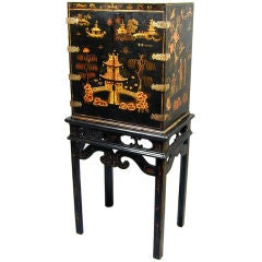 Rare English Japanned Cabinet on Stand