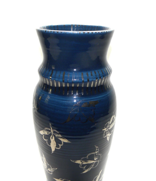 English Art Deco silver lustre earthenware vase