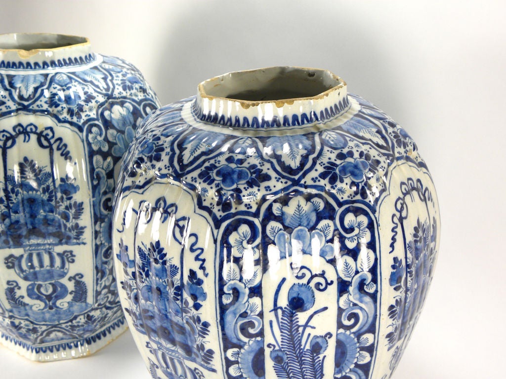 Pair of early Dutch Delft vases