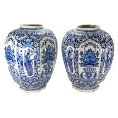 Pair of early Dutch Delft vases