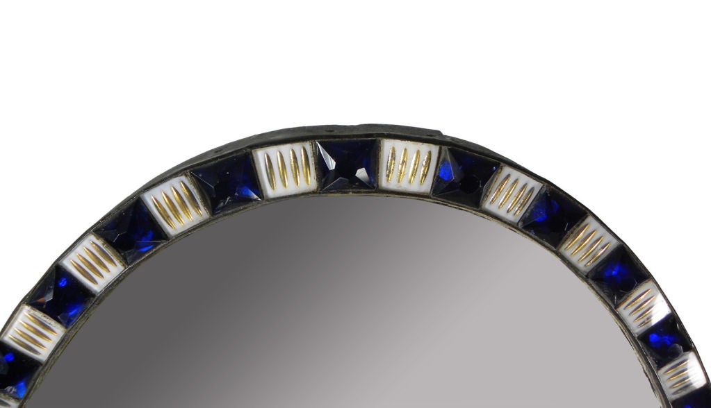 Irish cobalt & opaline glass mirror