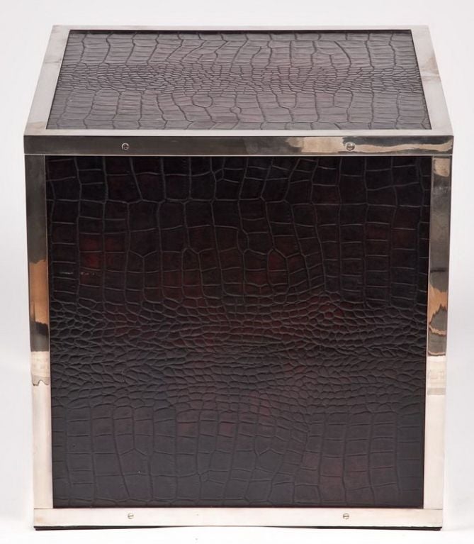Unknown Leather cube side table For Sale