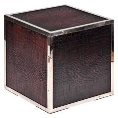 Leather cube side table