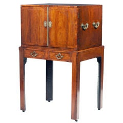 Rare Anglo-Indian teakwood & elm collector's cabinet on stand