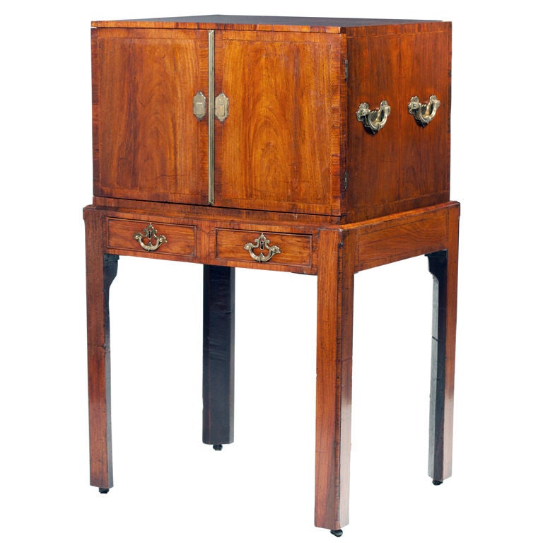 Rare Anglo-Indian teakwood 
elm collector
s cabinet on stand For Sale