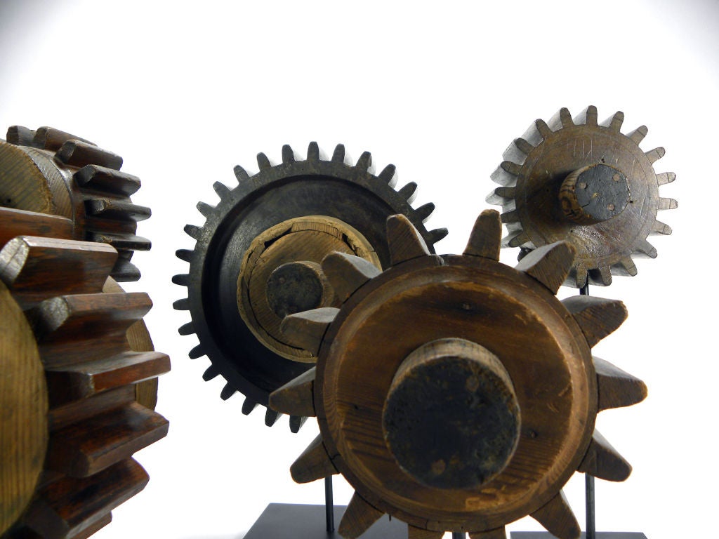 Set of five wooden industrial gear molds 1