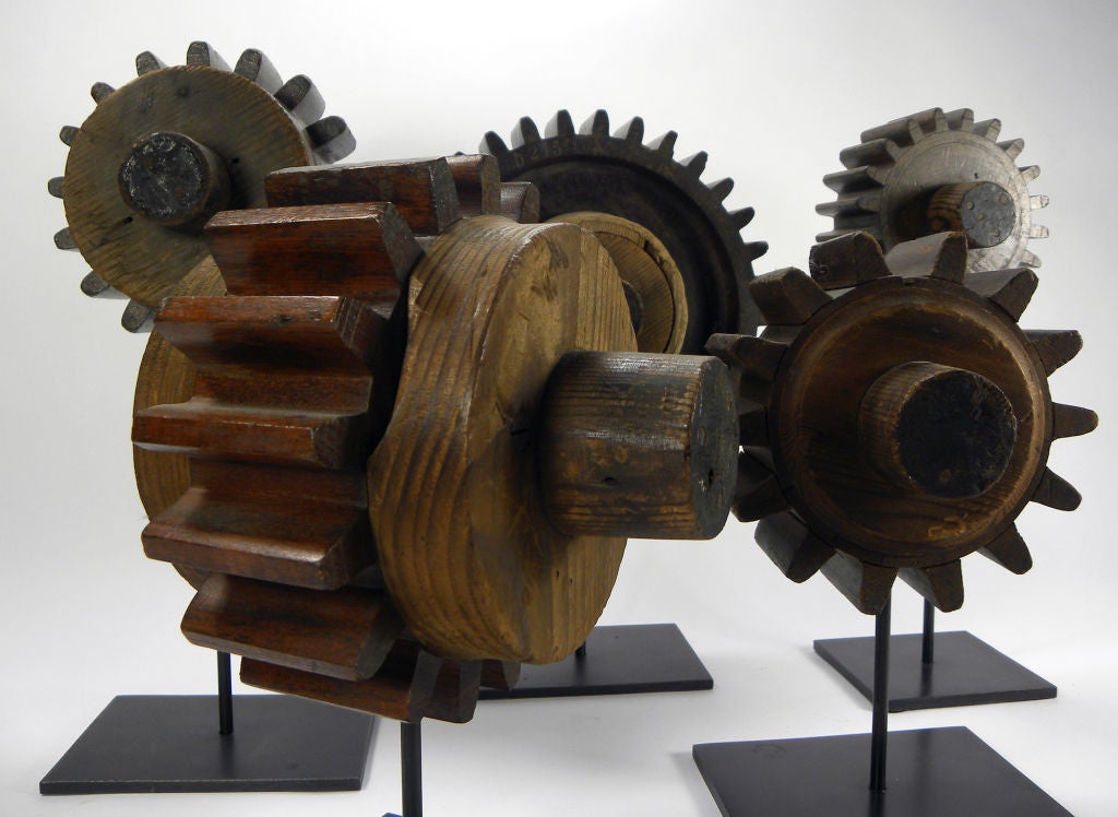 Set of five wooden industrial gear molds 3