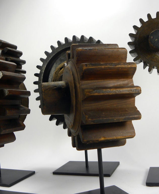Set of five wooden industrial gear molds 4