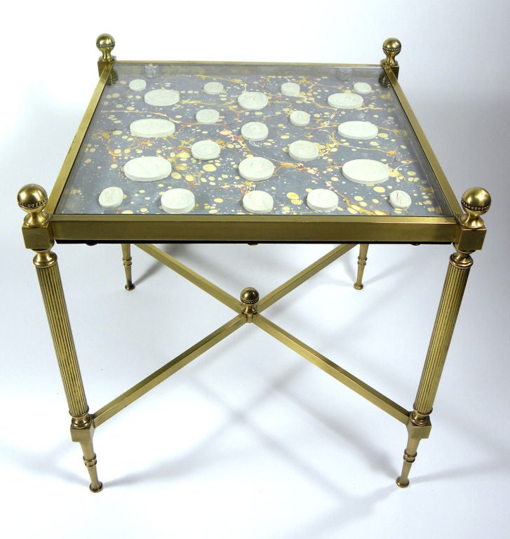 English Pair Of Intaglio-mounted Low Tables For Sale
