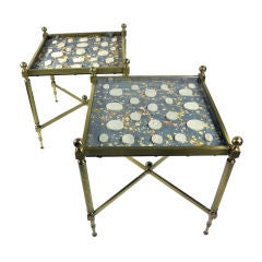 Antique Pair Of Intaglio-mounted Low Tables