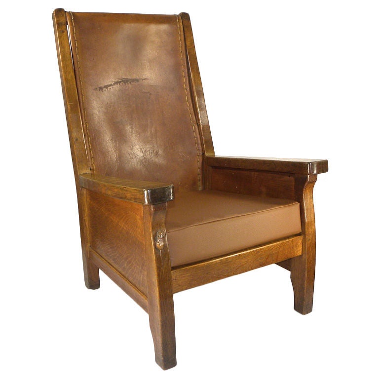 English oak 'Mouseman' armchair For Sale