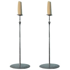 English Arts and Crafts Wrought Metal Candlesticks, circa 1920 11