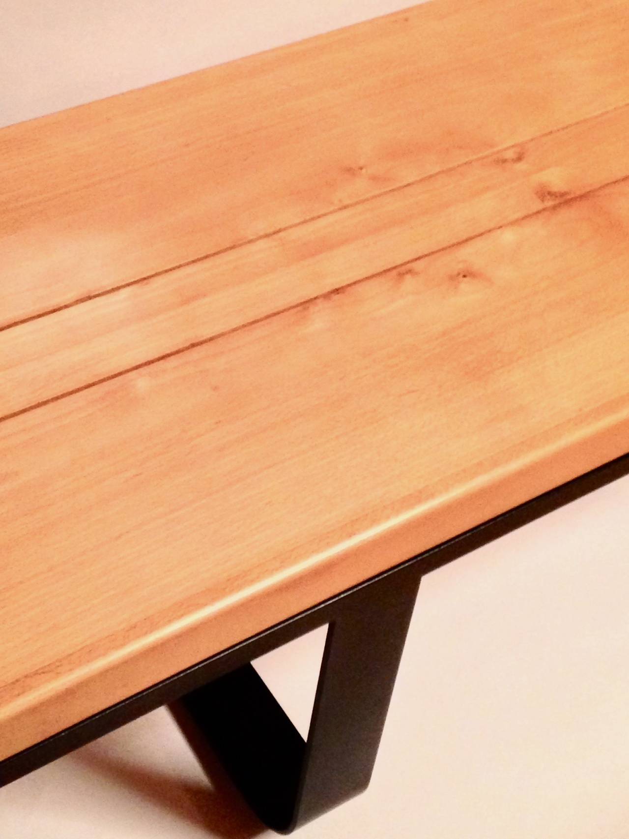 Custom Beech and Steel Studio Furniture Bench,  T. Evan Hughes, circa 1980