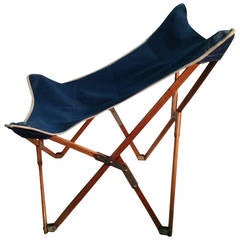 1930's Mogens Lassen Folding Chair with Early Canvas Seat, Danish.