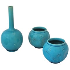 Antique Set of Three Burmantofts Art Vases